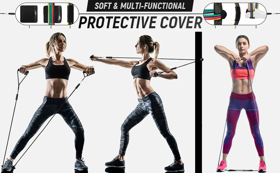 Exercise Resistance Bands Set for Home Workout – Portable Fitness Bands for Strength Training, Yoga, Pilates & Full Body Exercise