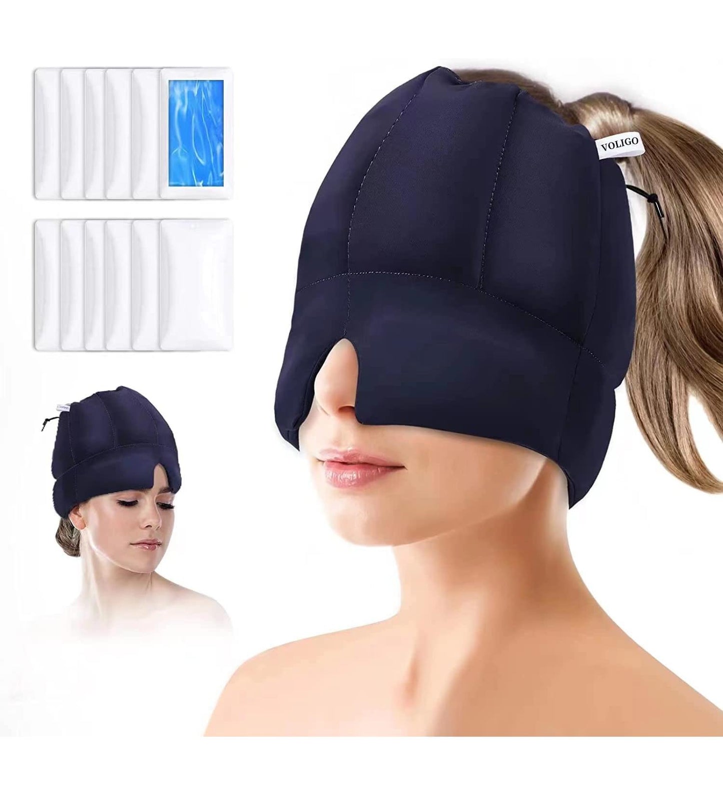 Migraine Relief Cap – Reusable Ice Gel Headache Hat for Migraine, Tension & Stress Relief (One Size Fits All, Random Color)
