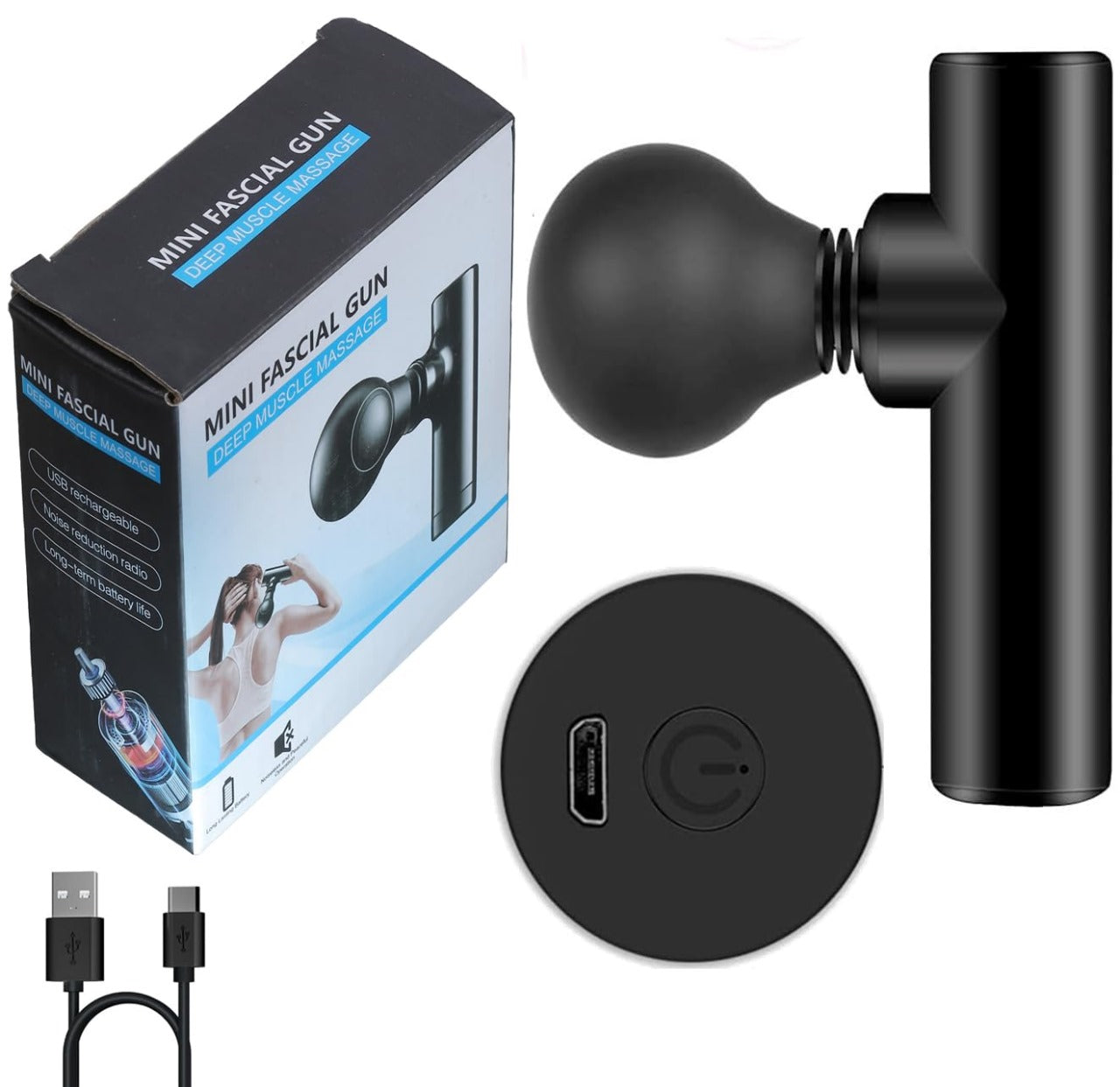 Blueide Mini Rechargeable Fascial Gun – Deep Muscle Massager, Portable Handheld Massage Machine (Random Color)