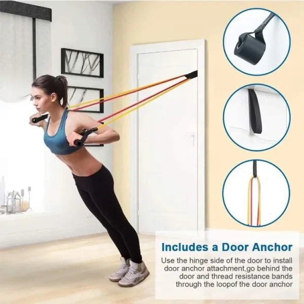 Exercise Resistance Bands Set for Home Workout – Portable Fitness Bands for Strength Training, Yoga, Pilates & Full Body Exercise