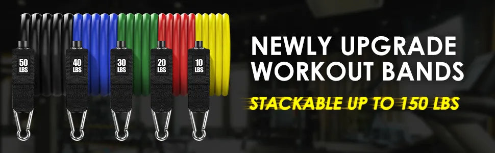 Exercise Resistance Bands Set for Home Workout – Portable Fitness Bands for Strength Training, Yoga, Pilates & Full Body Exercise