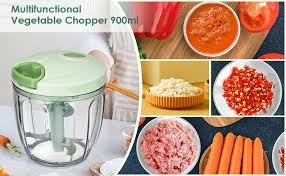 Hand Pulled Multipurpose Chopper & Cutter – Rope Pulled Vegetable Chopper, Meat Grinder & Food Processor (Random Color)