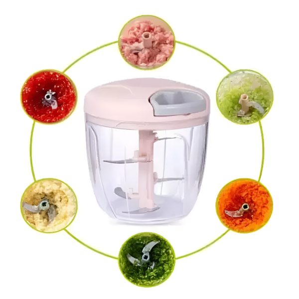 Hand Pulled Multipurpose Chopper & Cutter – Rope Pulled Vegetable Chopper, Meat Grinder & Food Processor (Random Color)