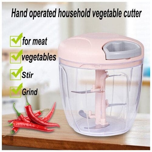 Hand Pulled Multipurpose Chopper & Cutter – Rope Pulled Vegetable Chopper, Meat Grinder & Food Processor (Random Color)